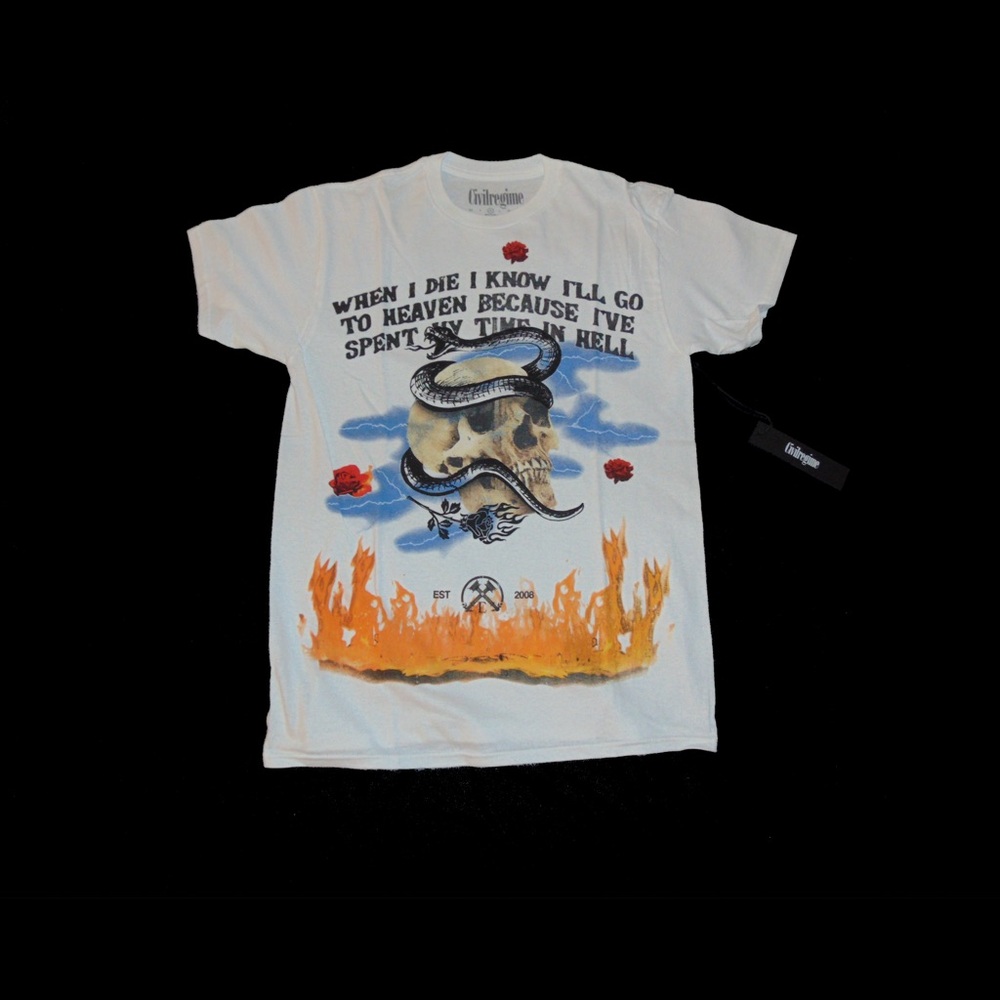 Civil Regime White Graphic Skull Tee - Short Sleeve